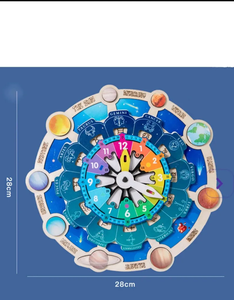 [Toys & Games / Learning Toys-23968] Planet Pairing Constellation Clock Cognitive Children's Toys Wooden Puzzle Early Education Desktop Digital Planet Matching Colour Time Cognition Baby Early Education Learning Toy