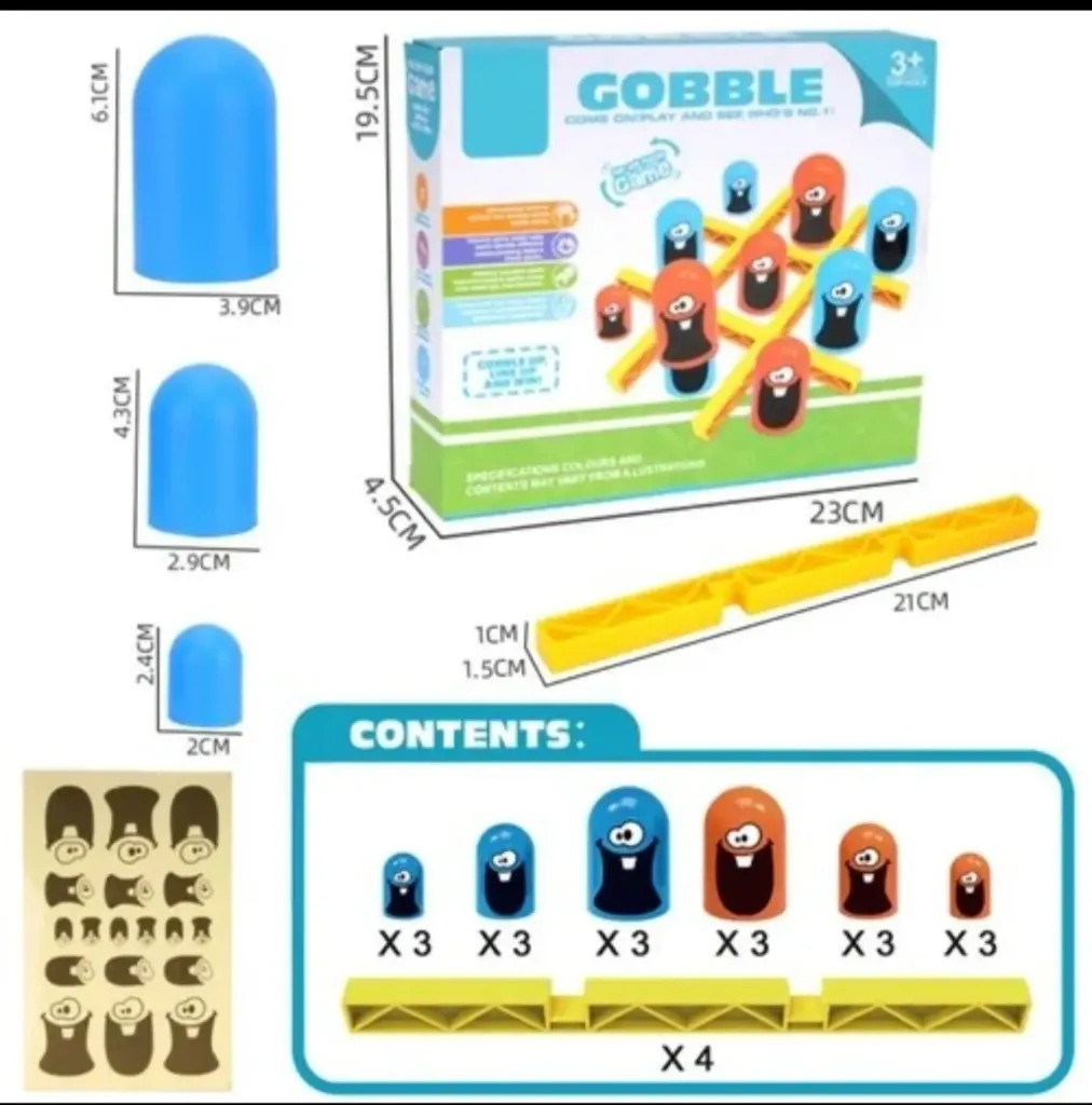 [Toys & Games / Learning Toys-20379] 3D Tic Tac Toe Board Game Cross & Zero Gobble Learning Toy for Adults Kids Girls Boys Family Fun Strategy Brain Development Stack Mind Challenging Chess 3 4 5+ Year BIS Approved (Multicolor)