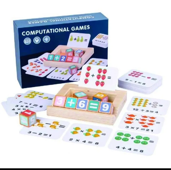 [Toys & Games / Learning Toys-23095] Card Computational Games | Learn math_skills Counting with Flashcards and Dices | Wooden Arithmetic Interactive Educational Flash CardsFun Activity Kit for Kids Ages 3 and Up