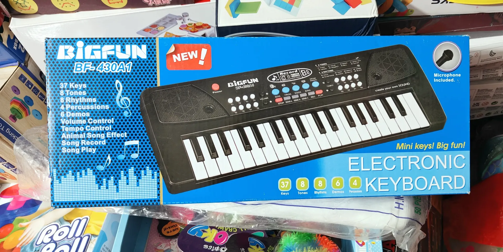 [Toys & Games / Musical Toys-10582] Kids Piano with Mic - Portable Electronic Keyboard Musical Toy Beginners Boys & Girls Ages 3-9 Years with Recording, 37 Keys, 8 Rhythms, 8 Tones, 6 Demos Function