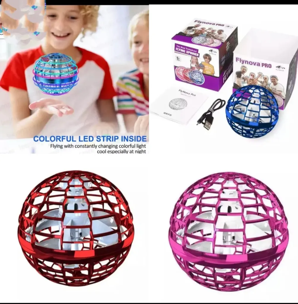 [Toys & Games / Squishy / Fidgets / Balls-19991] LED Flying Orb Ball Toy – Interactive Hover Ball with Glowing Lights, Rechargeable Flying Disc for Kids, Indoor and Outdoor Play, Includes Remote Control for Fun Hovering Orb Game