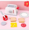 Mini Toaster Set Pretend Play Kitchen Toy for Kids | Wooden Breakfast Playset with Bread, Egg, Cheese, Butter, Jam & Knife | Educational Role Play Toy for Boys & Girls (Age 3+)