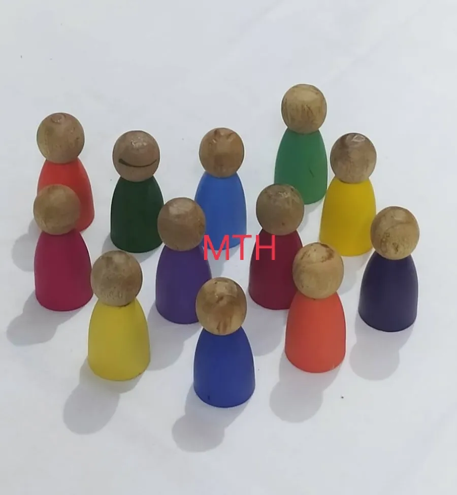 Natural Toys | Wooden Peg Dolls Toy Set of 12 Pcs