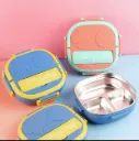 Single Compartment Stainless Steel Lunch Box with Steel Spoon for Office / School / Kids