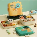Super Dino Lunch Box 2 Layer Stainless Steel Lunch Box Comes with 1 Detachable Tray, 1 Small Container & 1 Spoon Ideal for Kids BPA Free 1120ml+70ml- Green