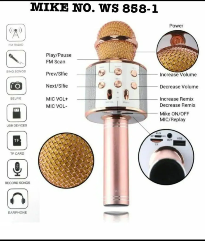 [Toys & Games / Musical Toys-13686] Wireless Bluetooth Karaoke Microphone,3-in-1 Portable Handheld Karaoke Mic Speaker Machine Home Party Birthday for All Smartphones PC