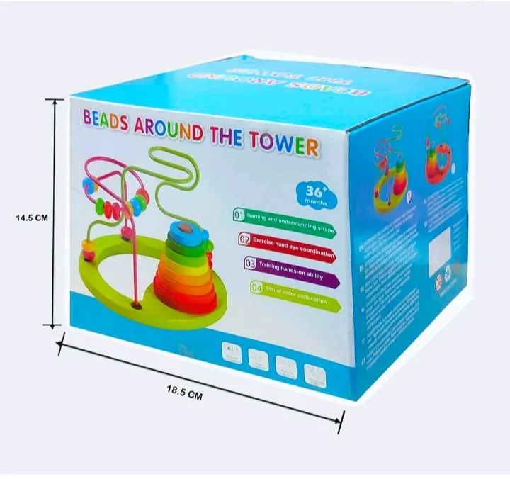 [Toys & Games / Learning Toys-14268] Wooden Beads Maze with Rainbow Stacking Ring Tower|2 in 1 Wooden Educational Toy for Toddlers|Montessori Activity Toy for Kids 3+ Yr|Colour & Shape Sorting Toys (Beads Around The Tower with Stacker)
Brand: Generic
