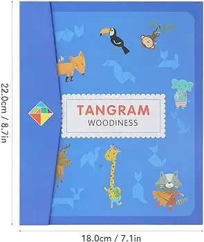 [Toys & Games / Puzzles and Blocks-25326] Wooden Magnetic Tangram Travel Game Educational Book Puzzle for Children