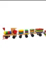 Wooden Railway Train Toddler Toy, Rail Wooden Blocks for 1-3 Year Old Boys Girls, Montessori Sorting Stacking, Preschool Educational Toy for Kids