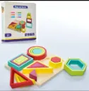 Wooden Shapes and Ferrule - (18 pcs) Rainbow Shapes & Ferrule Building Blocks Set Stack Them into a Design, or add Them to Other Structures as Windows