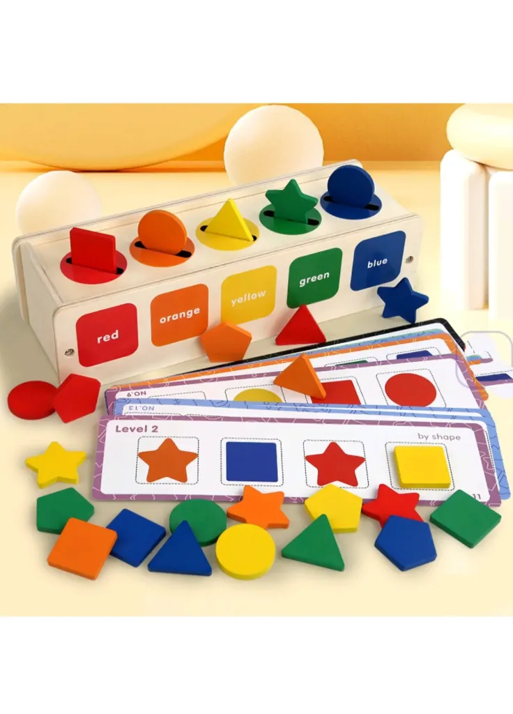 [Toys & Games / Learning Toys-33959] Wooden Sorting Box Montessori Color & Shape Sorter Class Activity Toddlers Fine Motor Game for Colors and Shapes Recognition, Gift for 2-5 Year Old Boys and Girls