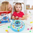 Fishing Game Toy Set for Kids with Multilayer Rotating Pond, 26 Fishes, 4 Fishing Poles, Dynamic Light and Music – Multicolor (Color As Per Stock)
