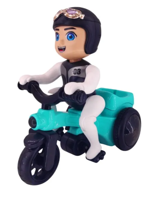 [toys  games - musical toys-13007] Electric Tricycle Stunt Toy with 360 Degree Rotating, Multicolour Lights, for Kids (Stunt Tricycle)