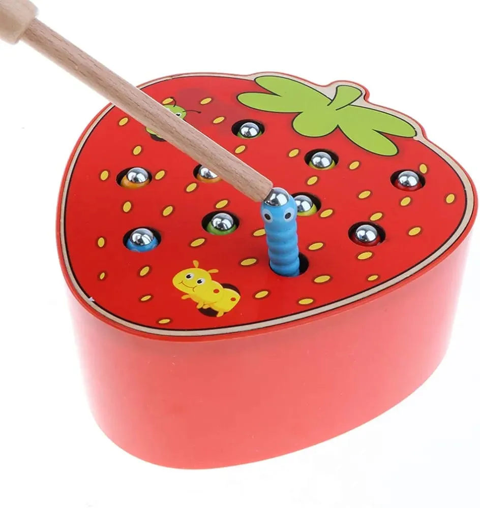 Strawberry wooden Insect catching Game