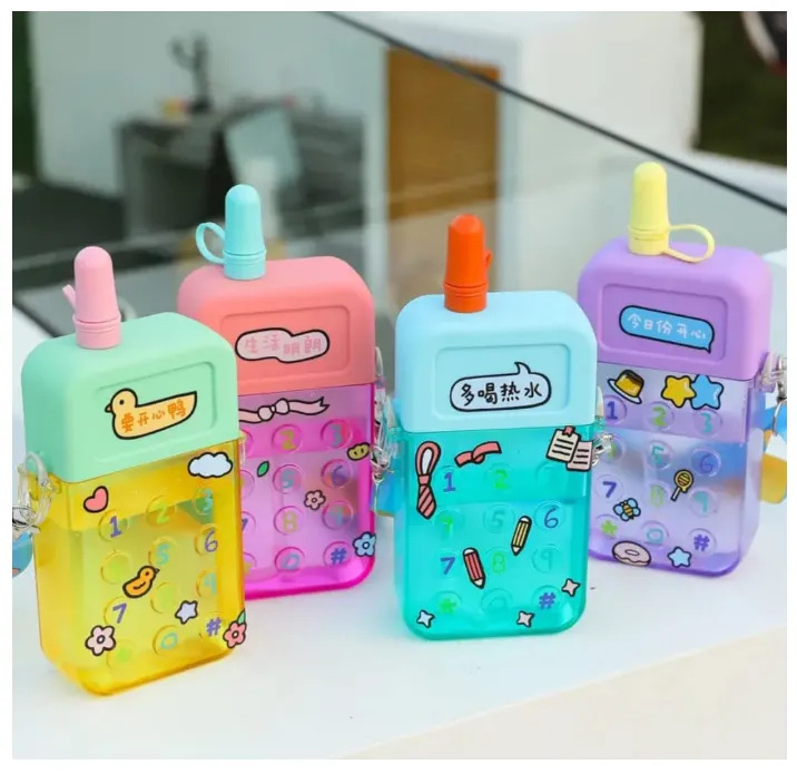 [school essentials - mugs - tumblers - bottles-15238] Mobile Shape Sipper (1 Pcs) | 350ML Sipper With Adjustable Shoulder Strap | Leak Proof Water Bottle For Kids | Water Bottle For Outdoor Travel