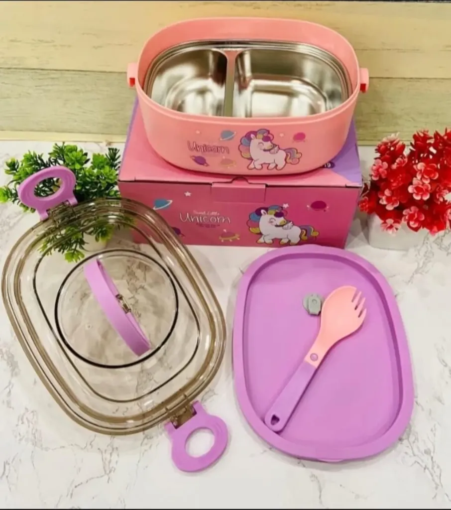 [school essentials - lunch boxes-15820] Unicorn Lunch Box Thermal Stainless Steel Insulation Brunch Munch Box Tableware Set Portable Lunch Containers for Kid Adult Student Children Keep Food (800 ML)