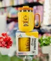 Double Insulated Stainless Steel 400ml Coffee Mug with Lid, Sweat-Proof Cartoon Print Insulated Coffee Mug for Birthday Gifts