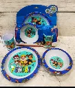 Eco Friendly Bamboo Fiber Dinner Set, 5 Pcs Tableware Crockery Set for Weaning Toddler & Self Feeding Baby Utensil Set for Baby Kids