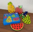 Wooden Caterpillars Eat Fruit Threading Toy_4 in 1 Lacing Activity Toy in A Box Montessori Game_Early Educational Toys_Caterpillar Game_Threading Toy (Multicolour [ 3+])