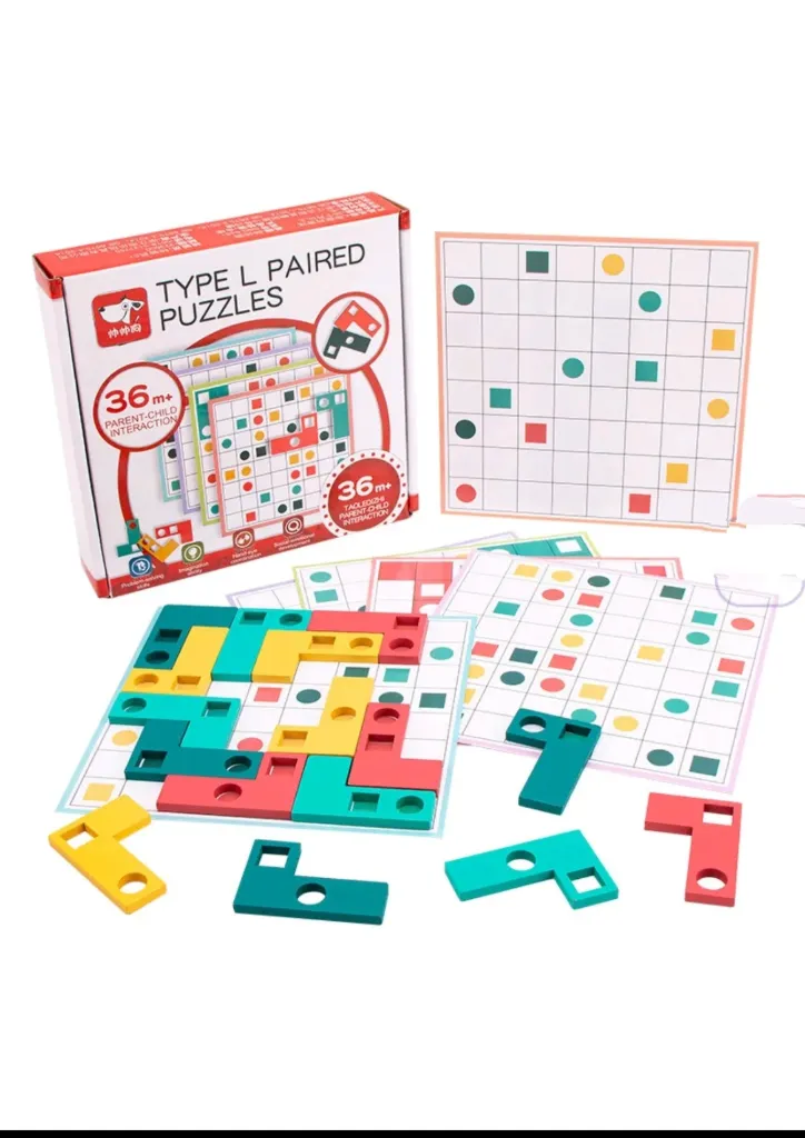 [toys  games - puzzles and blocks-18245] Interactive Type L Paired Puzzle Set for Kids | Enhances Focus & Logic Skills