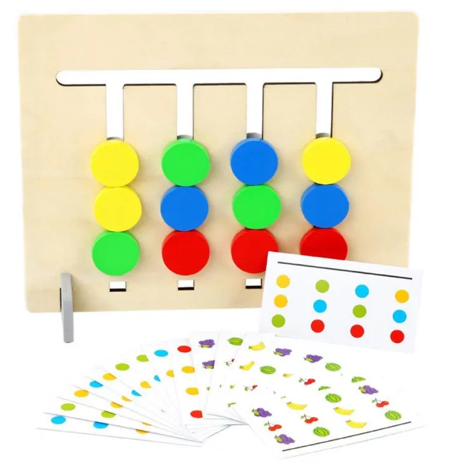 [toys  games - learning toys-19021] Four Colour Logic Game Fruit Wooden Four Colour Puzzle Game_ Logical Games for Kids Logical Thinking Wooden Four Color Matching Game
