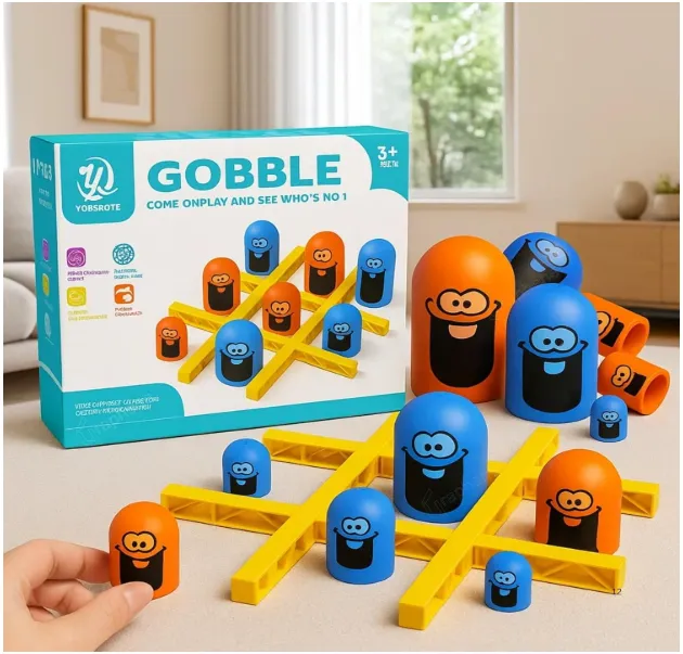 3D Tic Tac Toe Board Game Cross & Zero Gobble Learning Toy for Adults Kids 3+ 4+ 5+ Year (Multicolor)