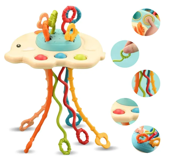 [toys  games - sensory  infant toys-20282] Swan Pull String Toy for Babies | Teething Sensory Montessori Toy Made of Food-Grade Silicone for Toddlers