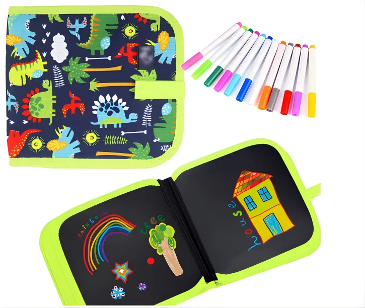 Erasable Doodle Book for Kids Toddlers Activity Toys Reusable Drawing Pads with Watercolor Pens,Travel Art Toy, Road Trip Car Game (14 Pages)