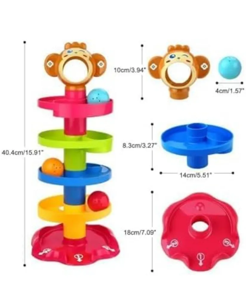 [toys  games - fun games and toys-21058] Ball Drop & Roll Ramp Game | Swirling Tower Toy with Balls for Kids Age 2-5 Years | Motor Skill Development Ball Activity Toy for Babies & Toddlers | Colorful Ball Drop Toy (Pack of 1)