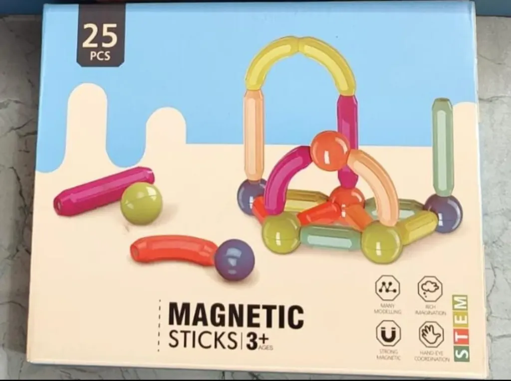 [toys  games - magnetic sticks-21543] Magnetic Building Sticks Blocks Kids Toys, Learning Sticks and Balls, Activities Toys for Toddlers, Educational Magnet Building Blocks,Kids Toys for 3+ Year Old Gifts (25pcs)