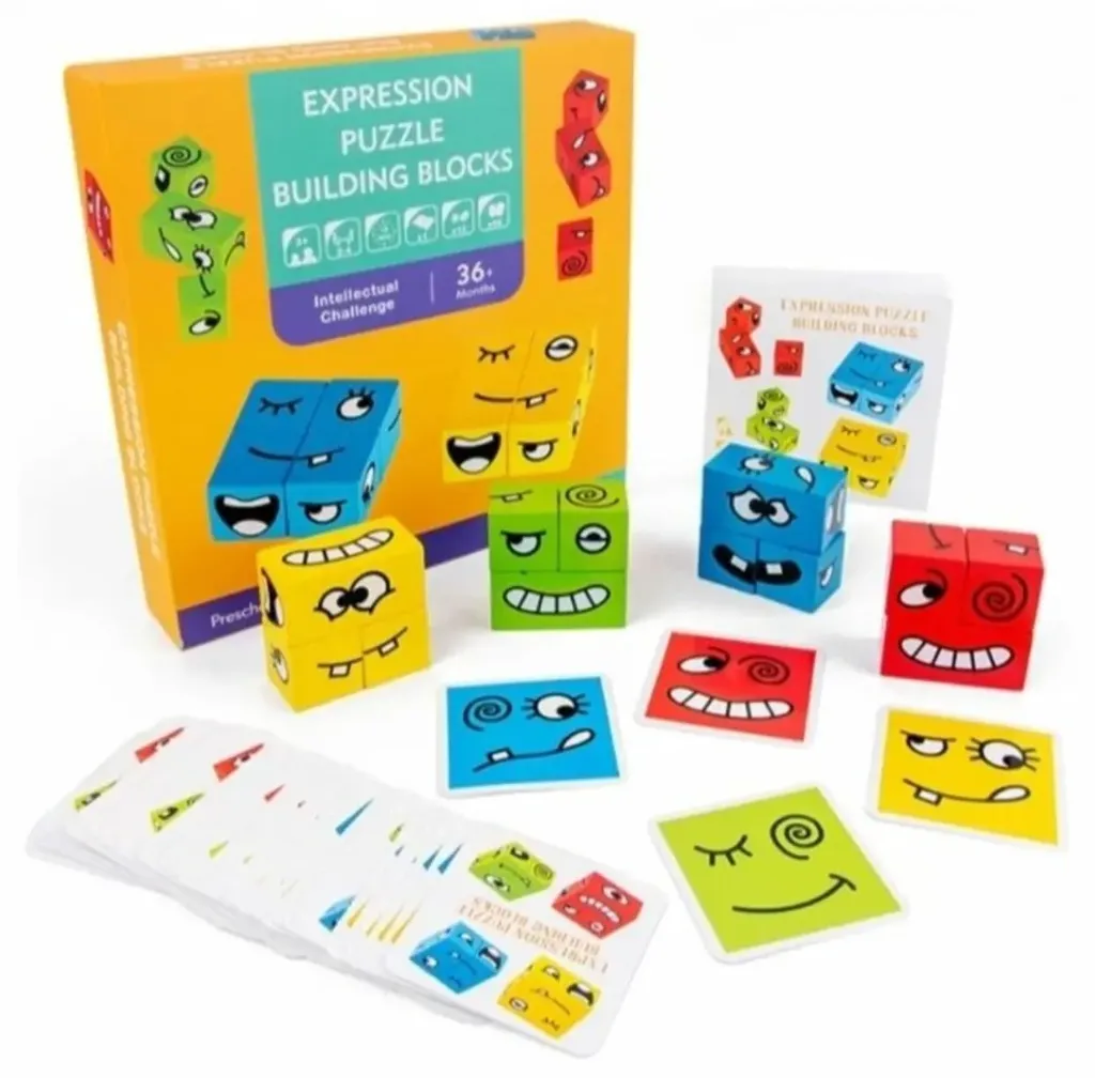 [toys  games - fun games and toys-22416] Emoji Cube Face Change Game for Kids, Learning Educational Emotion Change Blocks, Cute Face Changing, Expressions Puzzles Toy for Kids Ages 3 Years and Up