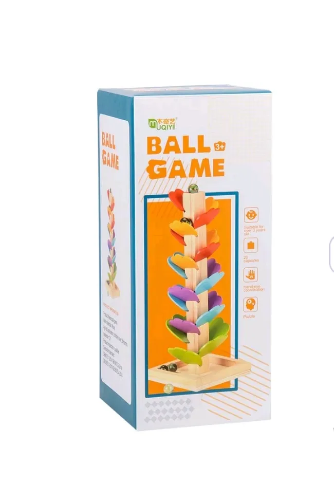 [toys  games - fun games and toys-22998] Marble Ball Sliding Toy -by Dewlets Ecosmartlearn. Wooden Multi Color Tree Marble Ball Sliding Game Stacker Toy. Kids Montessori Educational Toys Gift for Babies & Kids.Size & Color Recognition.