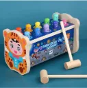 Pounding Bench Hammer Toy Tiger Beats The Hamster Set 10 Pegs 2 Hammers 1 Year+ (Hamster Bench), Multicolor