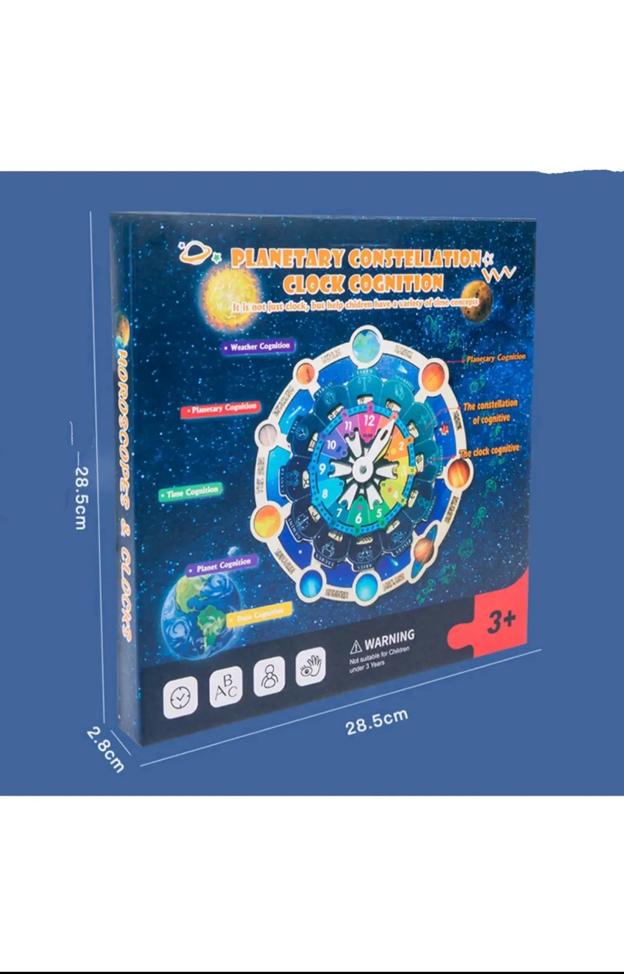 💥Planet Pairing 💥Constellation Clock Cognitive Children's Toys Wooden Puzzle Early Education Desktop Digital Planet Matching Colour Time Cognition Baby Early Education Learning Toy