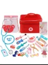 Doctor Pretend Play Educational Toy Set, 25Pcs Wooden Medical Kit with Stethoscope & Bag & Doctor Toys, Role Play Toys for Girls Boys 3 4 5 6 Year Old