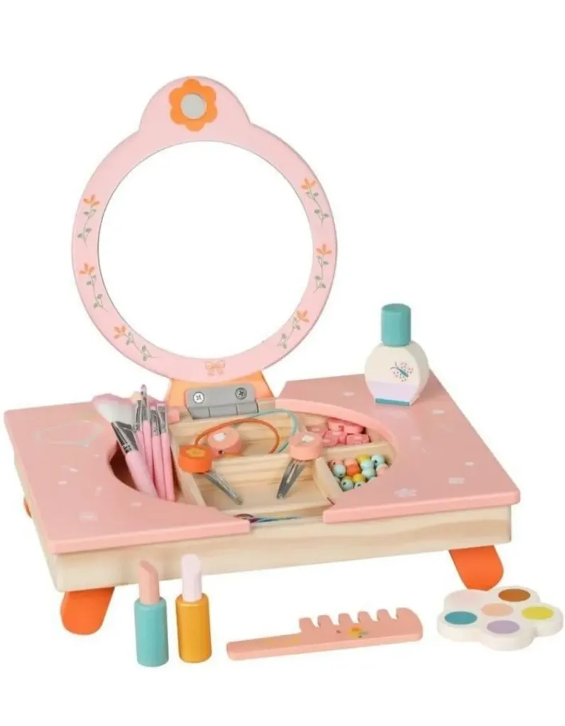 [toys  games - pretend play-25132] Wooden Folding Dresser Table, Make Up Pretend Play Toys for Girls
