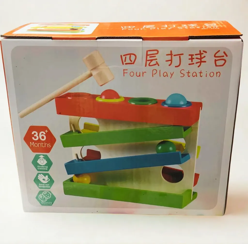 [toys  games - fun games and toys-25326] Hammer Toy with 4 Colorful Balls, Early Learning & Activity Toy for Kids 18 Months+, Motor Skills, Hand-Eye Coordination for Toddlers