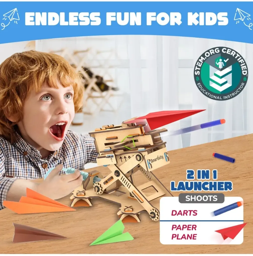 2in1 Hydraulic Aeroplane & Dart Launcher Toy for Kids 6-8-10-12-14 Years Old | Shoots Planes / Darts Far in Air I Birthday Gifts for Boys & Girls | DIY Science Toy for Kids 6-14