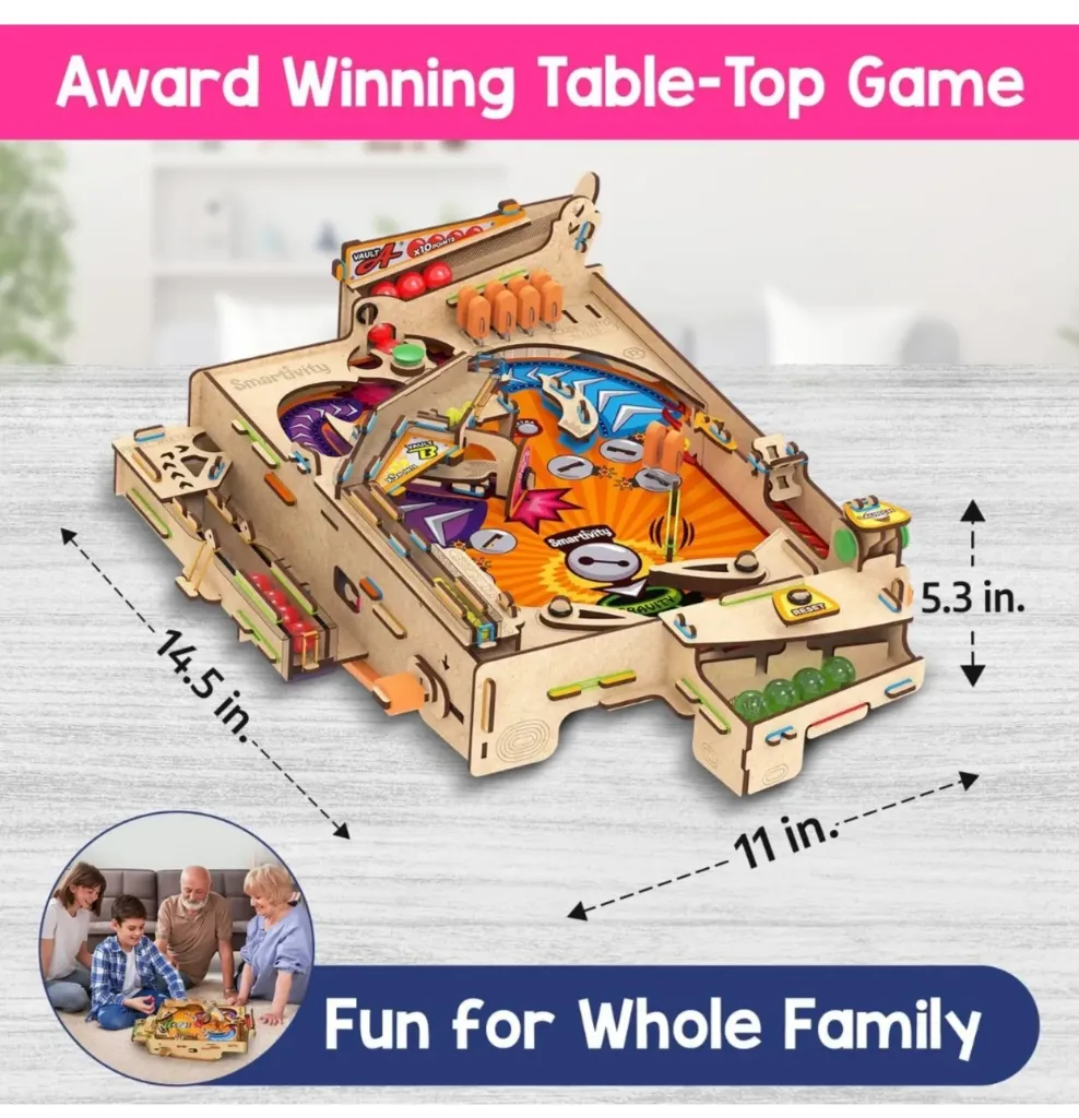 [toys  games - learning toys-26296] Pinball Machine STEM DIY Fun Toy, Educational & Construction based Activity Game Kit for Kids 8 to 14, Best Gift for Boys & Girls, Learn Science Engineering Project