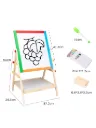 Wooden Kids Drawing Board (Double-Sided) Ages 2-8 | Chalkboard & Magnetic Easel Whiteboard Learning Board for Toddlers