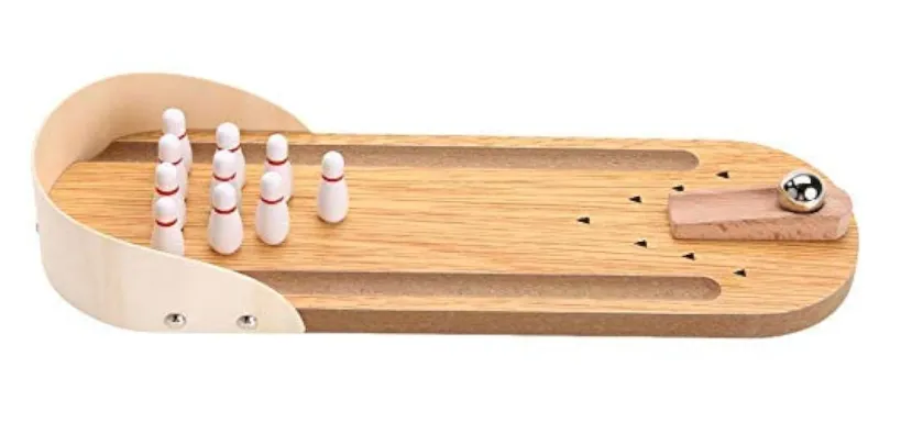 Kid's Wooden Mini Desktop Parent-Child for Kids Fun Bowling Game Toy Set,Pack of 1