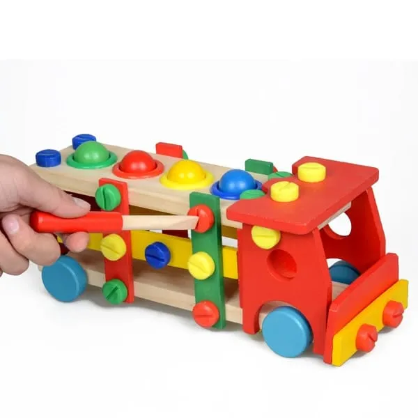 2 in 1 DIY Screw Car Vehicle Hammer Ball | Reassembly Multifunction Building Blocks | Knock Tinker Toy (36 Pieces)