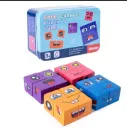 Wooden Educational Face Expression Matching Game for Kids & Family | 16 Wooden Blocks and 72 Challenge Cards in Metal Storage Box