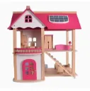 Wooden Doll House Playset Comes with A Furniture Pieces to Decorate The Interior | Miniature Pretend Play House for Children