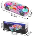 Gear Display Transparent Car Toy for Kids - 360 Degree Rotating Concept Racing Vehicle with 3D Flashing LED Lights and Music