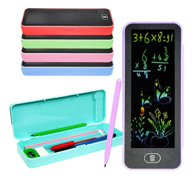 2 in 1 Pencil Box Cum Educational LCD Tablet Toy for Kids with Stylus - Digital Writing Slate Pen Case with Erase Button for School Stationery