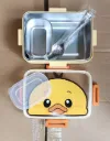1 Piece Designer Cute 600ml Lunch Box for Kids, Anti Leak BPA Free, Stainless Steel Lunch Box with 2 Compartment 1 Spoon Lunch Box for School & Office Birthday Gift for Kids