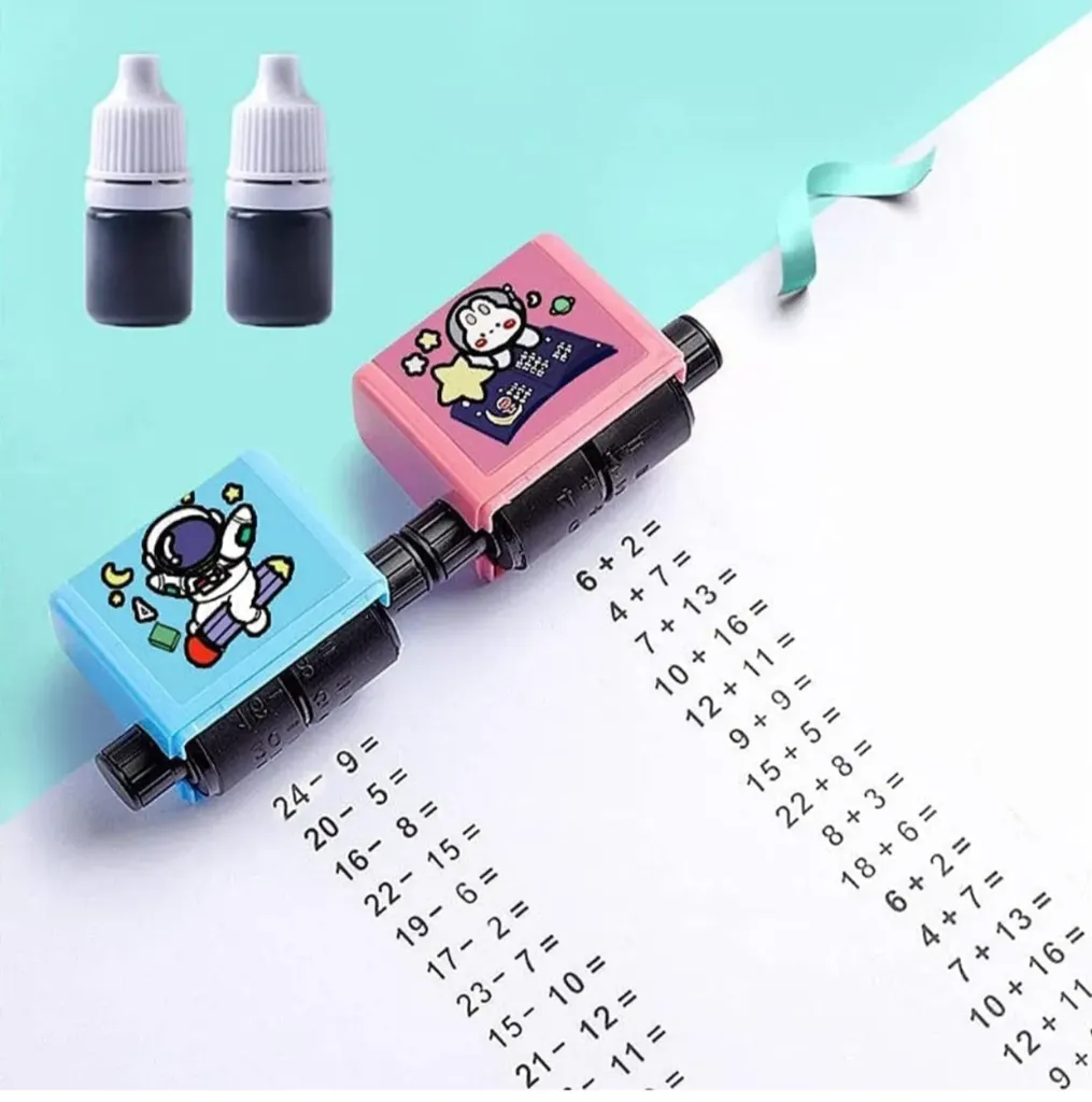 Math Roller Stamp for Addition Subtraction Multiplication Division, Roller Number Teaching Practice Math Stamp Roller Digital Teaching Stamp, Math Practice Number Rolling Stamp 1
