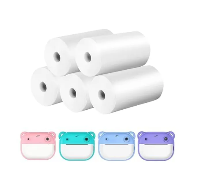 [school essentials - quirky stationary-47345] Kids Instant Camera Thermal Paper Rolls, Instant Photo Printer Refill Paper, Pack of 5, White, Roll For Camera With Instant Print