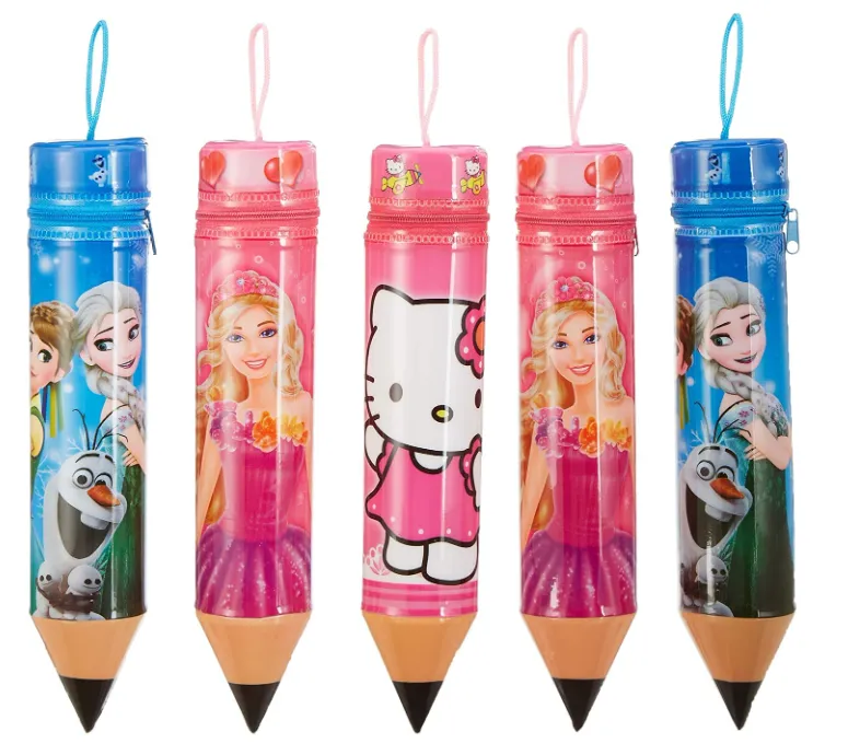 [school essentials - quirky stationary-50158] Plastic Pencil Shape Pouches - Birthday Return Gifts For Kids